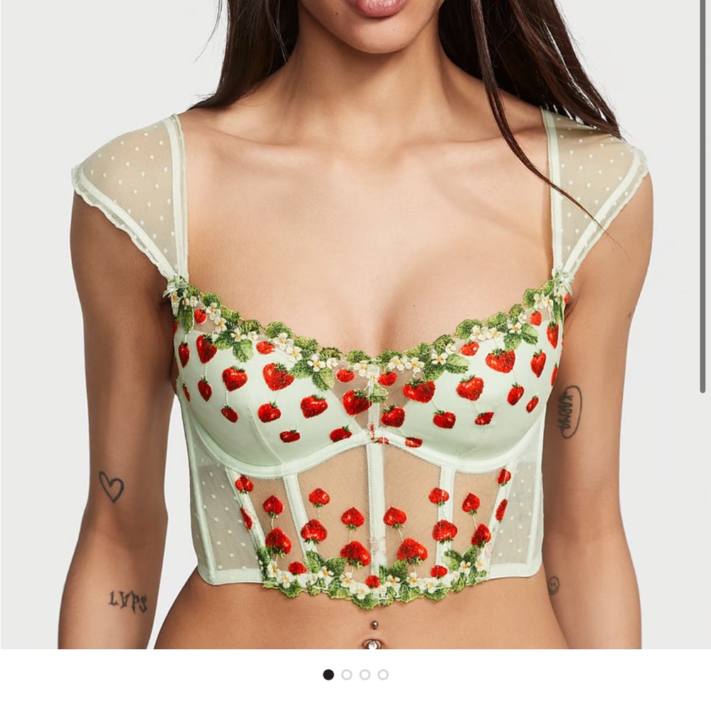 DREAM ANGELS
Strawberry Embroidery Cap-Sleeve Corset Top